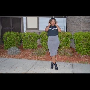 Black and white checkered skirt